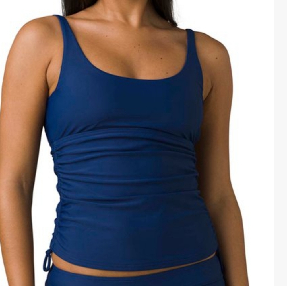 PrAna Melody Tankini SwimTop Women's built in bra blue swim  size.medium